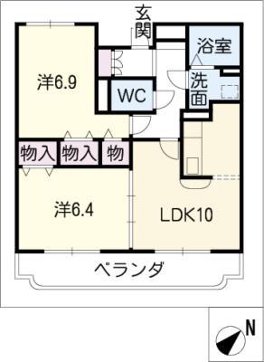 クレスト(2LDK/3階)の間取り写真
