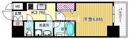サムティ江戸堀ASUNT(1K/12階)の間取り写真