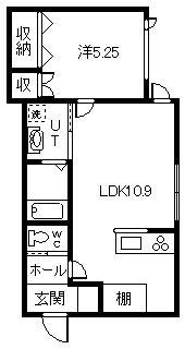 PRENDREII(1LDK/1階)の間取り写真