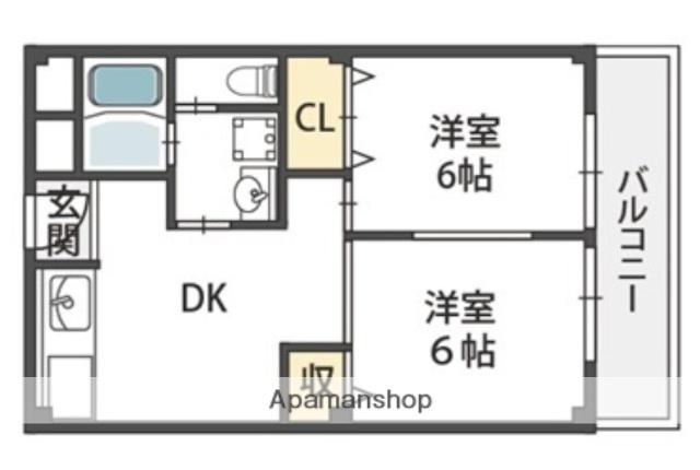 コーポ陣内I(2DK/3階)の間取り写真