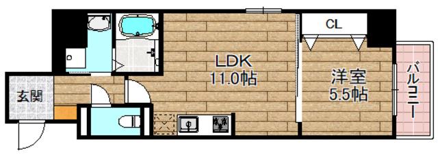 グランコート北園(1LDK/3階)の間取り写真