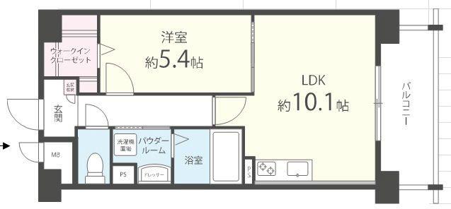 ラフレシーサ医大通(1LDK/9階)の間取り写真