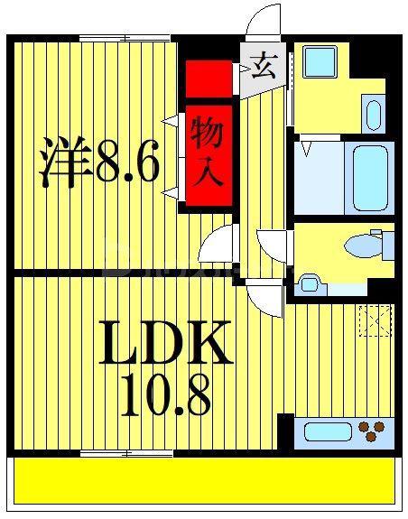 ロイヤルパレス市川(1LDK/1階)の間取り写真
