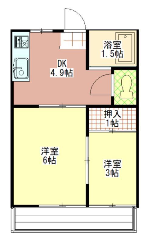 神立シェリー(2DK/2階)の間取り写真