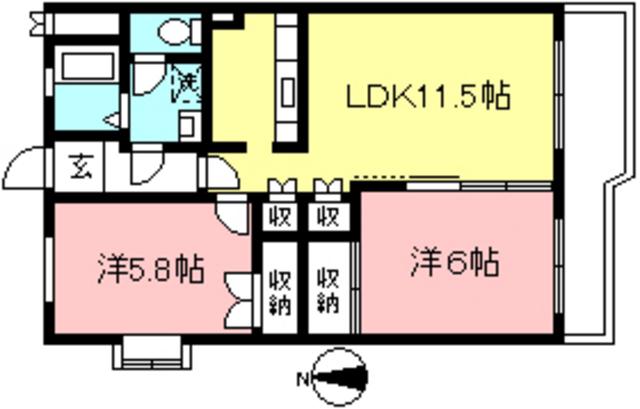 グリーンヒル五月台(2LDK/1階)の間取り写真