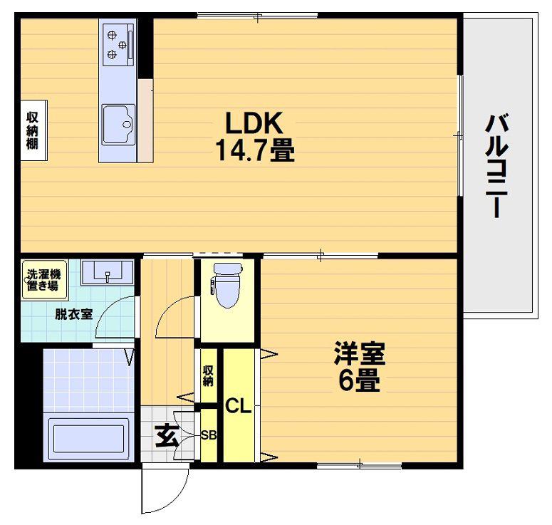 シャルレ3番館 (1LDK/3階)の間取り写真