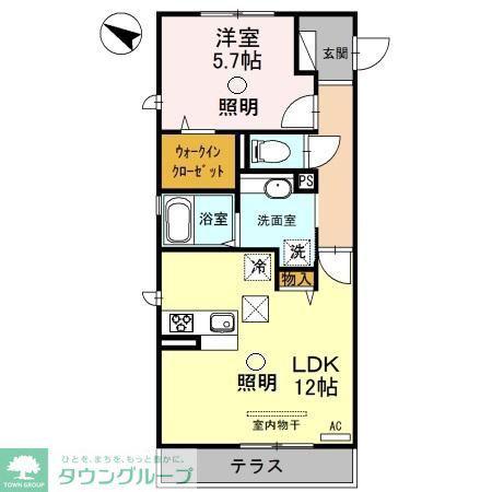 ハピネスII(1LDK/2階)の間取り写真