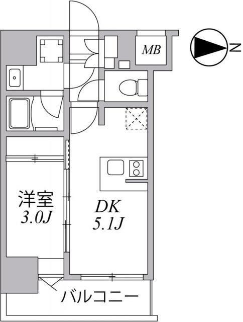 シーフォルム住吉(1DK/7階)の間取り写真