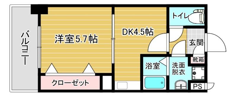 リファレンスベイサイド(1DK/4階)の間取り写真
