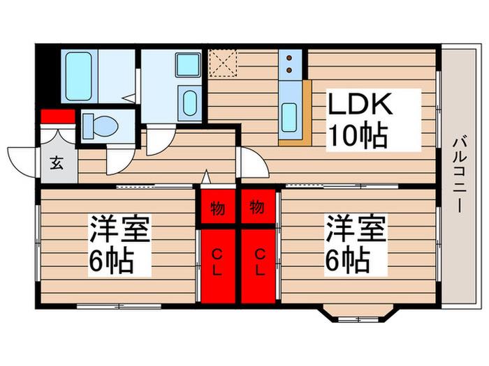 ブルームコート(2LDK/1階)の間取り写真