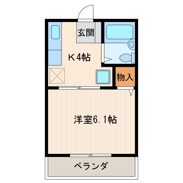 グリーンハイツ北門 A(1K/1階)の間取り写真