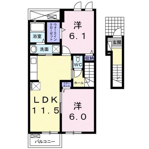 フランベル A(2LDK/2階)の間取り写真