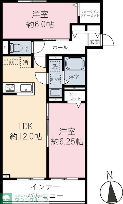 新町6丁目パレス(2LDK/1階)の間取り写真
