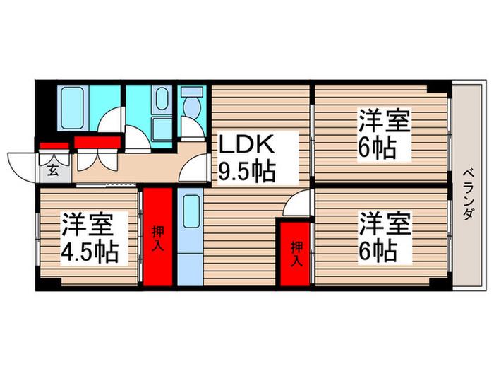 ピースファルハイツ(3LDK/2階)の間取り写真