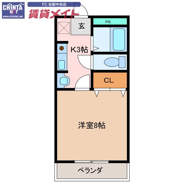 イーグルプレイス(1K/3階)の間取り写真
