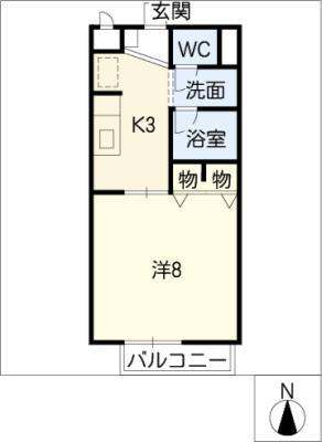 コンパートマチ(1K/2階)の間取り写真