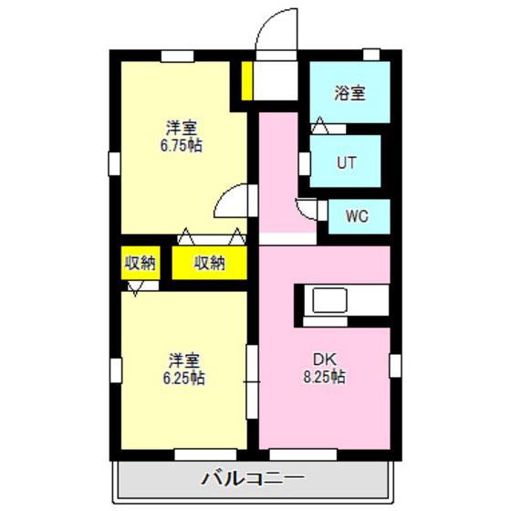 ルミエールいいくら(2DK/2階)の間取り写真