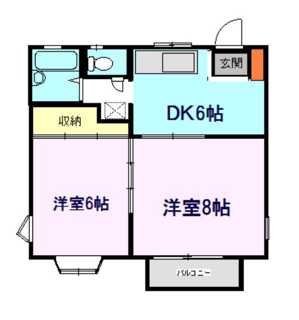 エトワール(2DK/1階)の間取り写真