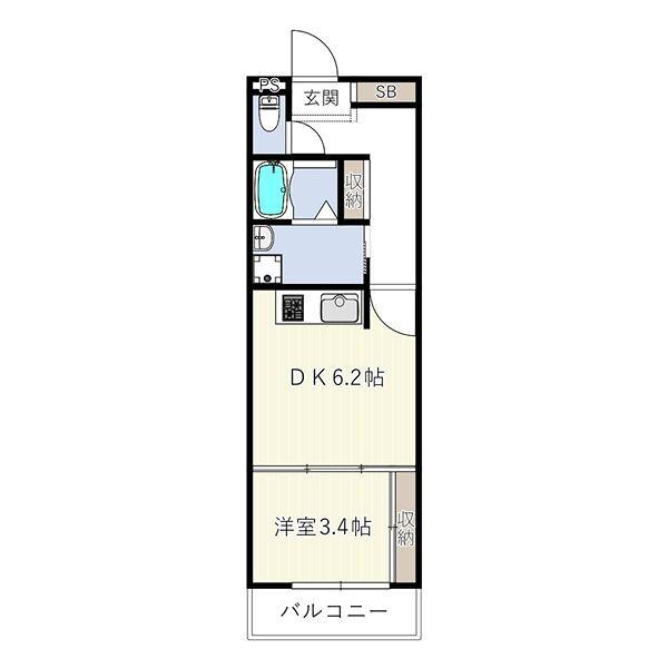 SMITH堺(1DK/3階)の間取り写真