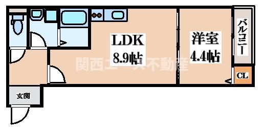 REVITA野崎(1LDK/1階)の間取り写真
