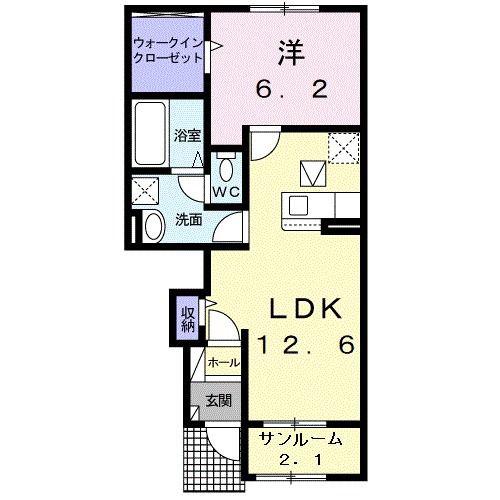 リバーサイドヒルズ I(1LDK/1階)の間取り写真