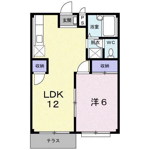エレガンス杉山B(1LDK/1階)の間取り写真