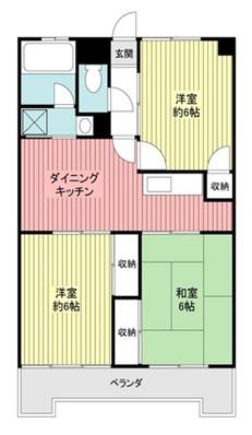 野際マンション(3DK/2階)の間取り写真