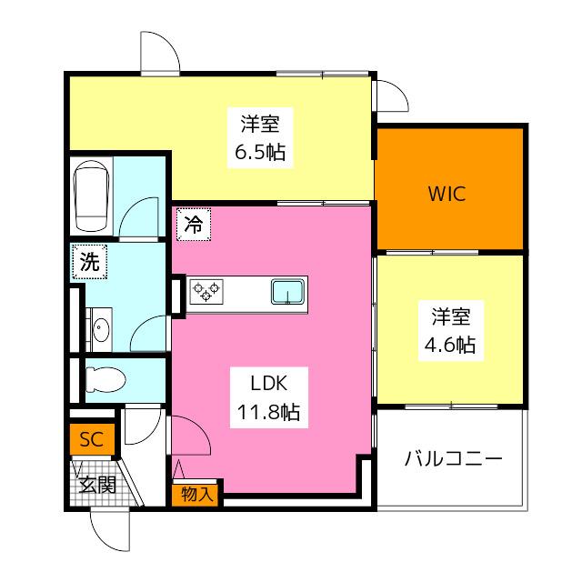 GRANDVALLEY 博多(2LDK/2階)の間取り写真