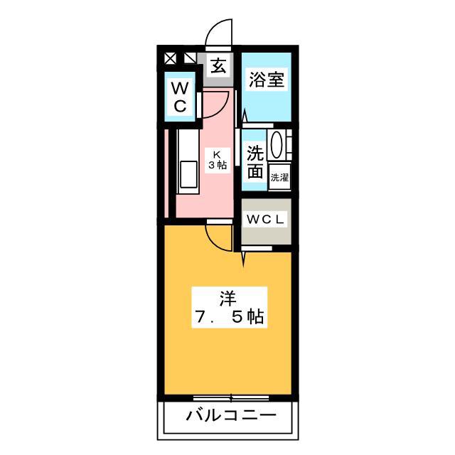 D-HILLS山下(1K/2階)の間取り写真