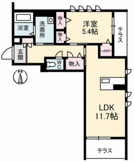  グランマスト今 A棟(1LDK/1階)の間取り写真
