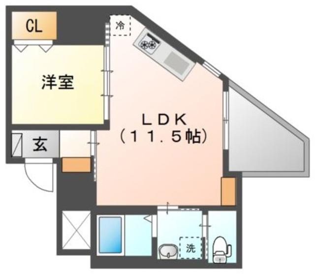 BONHEUR DEAR COURT(1LDK/11階)の間取り写真