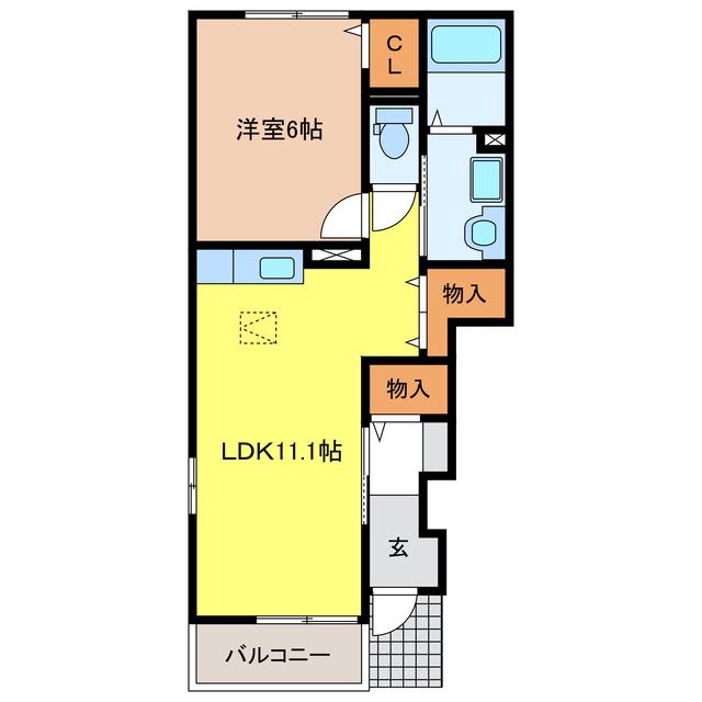 パルタージA(1LDK/1階)の間取り写真