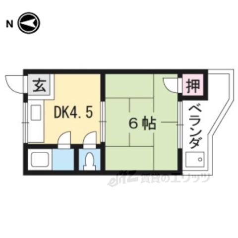 スカイロード墨染(1DK/3階)の間取り写真