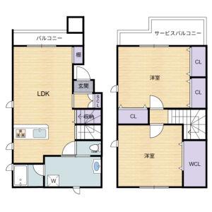 CASA FELIZ平野東(2LDK/2階)の間取り写真