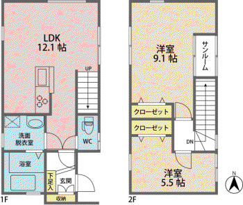 グリーンコート春江A(2LDK/1階)の間取り写真