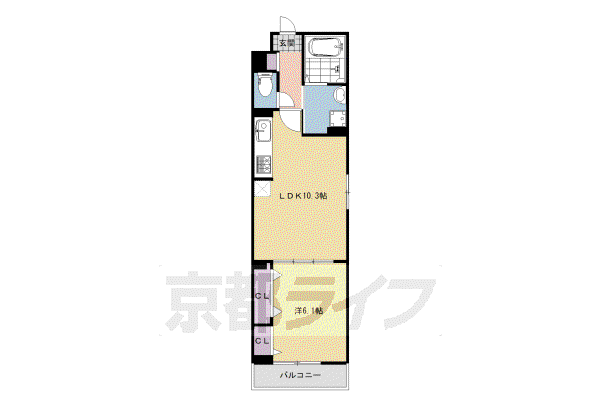 ウィスタリア城陽(1LDK/1階)の間取り写真