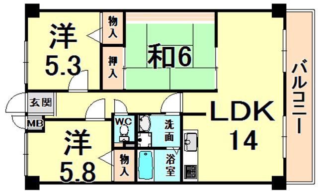 エルパラシオ(3LDK/2階)の間取り写真