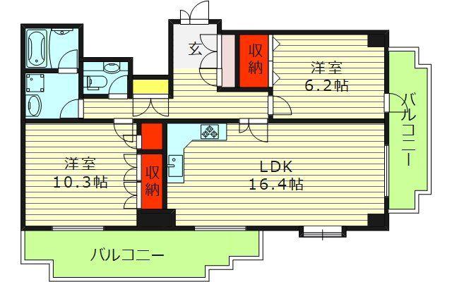 ロイヤルハイツ横堤駅(2LDK/2階)の間取り写真