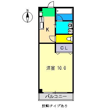 とさでん交通伊野線 宮の奥駅 徒歩1分 4階建 築23年(1K/2階)の間取り写真