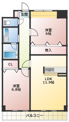 プリミエールNYOI(2LDK/4階)の間取り写真