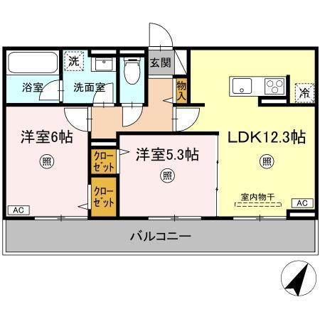 D-RESENA丸山S(2LDK/2階)の間取り写真