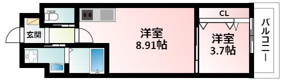 V-RENCONTRE SUITA(1LDK/4階)の間取り写真