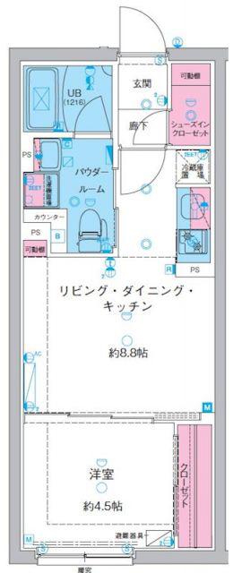 GENOVIA池袋(1LDK/4階)の間取り写真