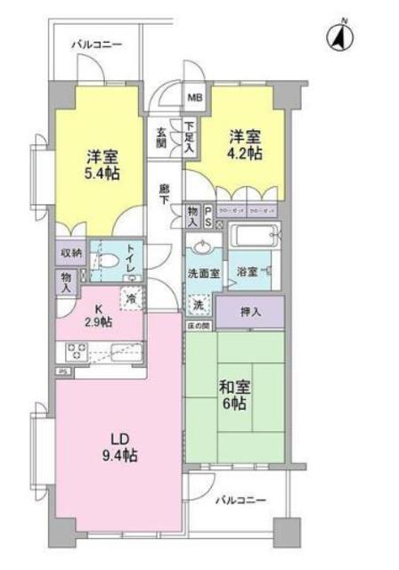 アクシア鷺沼(3LDK/4階)の間取り写真