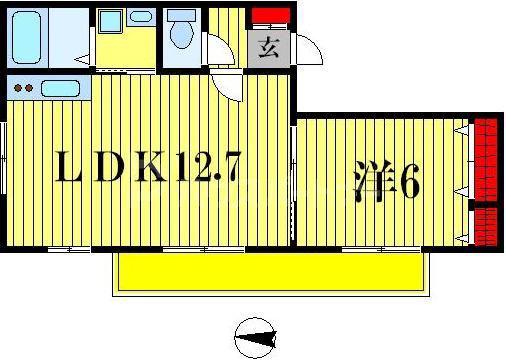 クラリス八柱(1LDK/2階)の間取り写真