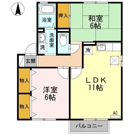 メゾンハイツ(2LDK/1階)の間取り写真