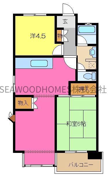 パインクレスト1号館(3DK/2階)の間取り写真