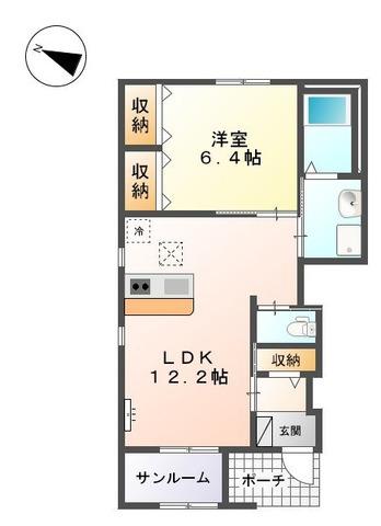 グリーンコート(1LDK/1階)の間取り写真