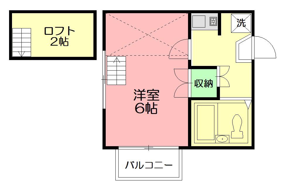 コーラル鵠沼(1K/2階)の間取り写真