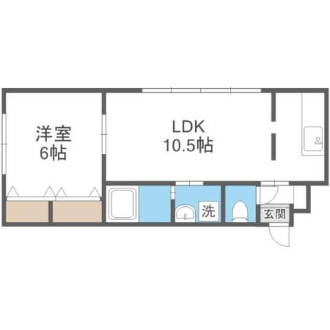グレース・ティア菊水(1LDK/3階)の間取り写真